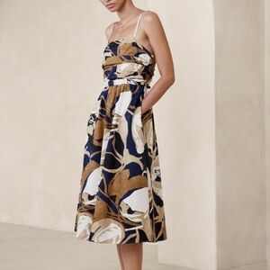 NWT Poplin Gathered Midi Dress - Size 6